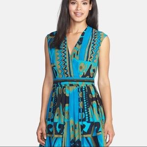 Ellen Tracy Blue Faux Wrap Dress Size 10 EUC